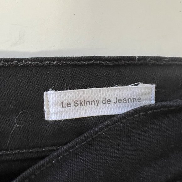 Frame Womens Le Skinny de Jeanne Jeans Raw Stagger Crop Mid Rise Black size 25 - Picture 13 of 16
